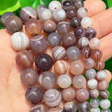 Grey Brown Persian Agates Round Spacer Beads 15''