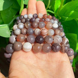 Grey Brown Persian Agates Round Spacer Beads 15''