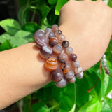 Grey Brown Persian Agates Round Spacer Beads 15''