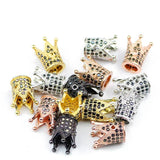 4pcs Crown Cap Copper Spacer Zircon Charms Loose Beads