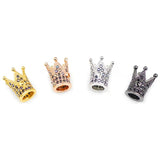 4pcs Crown Cap Copper Spacer Zircon Charms Loose Beads