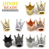 4pcs Crown Cap Copper Spacer Zircon Charms Loose Beads