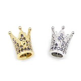 4pcs Crown Cap Copper Spacer Zircon Charms Loose Beads