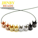 4pcs Crown Cap Copper Spacer Zircon Charms Loose Beads
