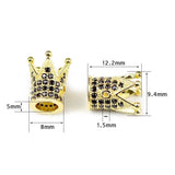 4pcs Crown Cap Copper Spacer Zircon Charms Loose Beads
