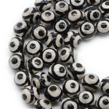 Faceted Eye Pattern Tibetan Agates Stone Round Loose Beads 8 10 12MM