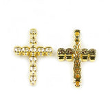 2pcs Skull Cross Pendant Copper Spacer beads Pave CZ Metal Charms