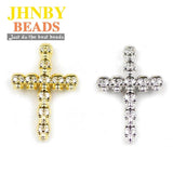 2pcs Skull Cross Pendant Copper Spacer beads Pave CZ Metal Charms