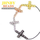 2pcs Skull Cross Pendant Copper Spacer beads Pave CZ Metal Charms