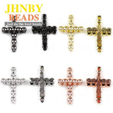 2pcs Skull Cross Pendant Copper Spacer beads Pave CZ Metal Charms
