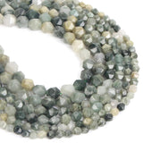 Faceted Green Grass Stone Beads for Jewelry Making DIY