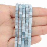 4x4mm Natural Aquamarine Stone Beads Cylinder Loose Spacer Beads