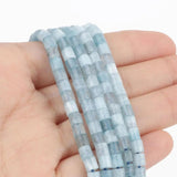 4x4mm Natural Aquamarine Stone Beads Cylinder Loose Spacer Beads