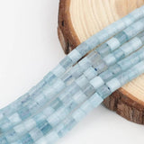 4x4mm Natural Aquamarine Stone Beads Cylinder Loose Spacer Beads