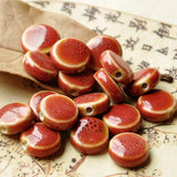 30Pcs Multicolor Ceramic Bead Round Flat Spacer Beads for DIY Jewelry Making