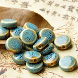 30Pcs Multicolor Ceramic Bead Round Flat Spacer Beads for DIY Jewelry Making