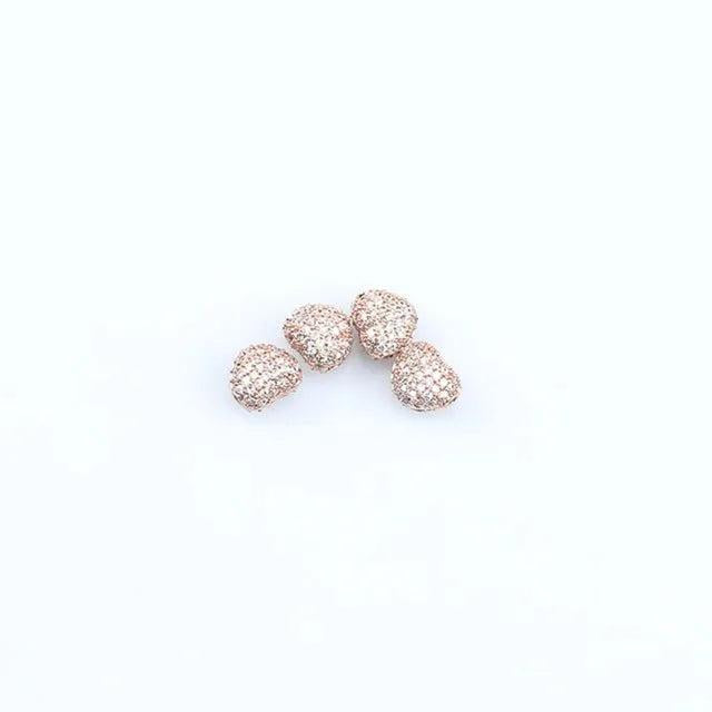 Rose Silver Heart Beads Copper Jewelry Zirconia Spacer Charm DIY Bracelet
