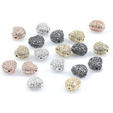 Rose Silver Heart Beads Copper Jewelry Zirconia Spacer Charm DIY Bracelet