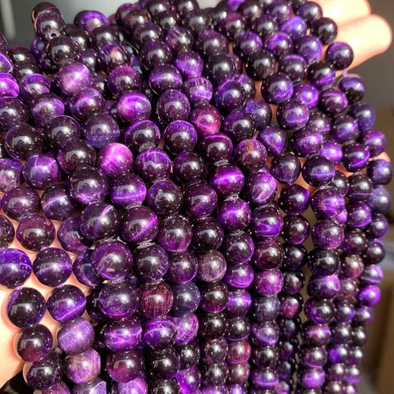 Purple Tiger Eye Stone Round Beads 15'' 6 8 10 12mm