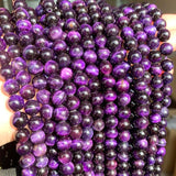 Purple Tiger Eye Stone Round Beads 15'' 6 8 10 12mm