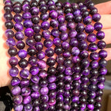 Purple Tiger Eye Stone Round Beads 15'' 6 8 10 12mm