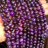 Purple Tiger Eye Stone Round Beads 15'' 6 8 10 12mm