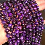 Purple Tiger Eye Stone Round Beads 15'' 6 8 10 12mm