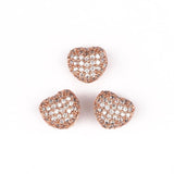 3pcs CZ Spacer Beads Love Heart Micro Pave Cubic Zirconia for Bracelet DIY