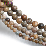 Natural Stone Beads Bamboo Agates Round Loose Beads 15 inches