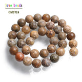 Natural Stone Beads Bamboo Agates Round Loose Beads 15 inches