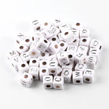 50pcs 10mm Silver Acrylic Letter Beads Square Spacer Alphabet Beads