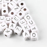 50pcs 10mm Silver Acrylic Letter Beads Square Spacer Alphabet Beads