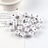 50pcs 10mm Silver Acrylic Letter Beads Square Spacer Alphabet Beads
