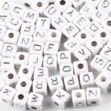 50pcs 10mm Silver Acrylic Letter Beads Square Spacer Alphabet Beads