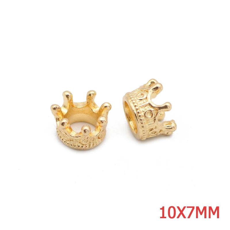 50pcs Bronze Crown Spacer Beads 10*7mm Charms for DIY Jewelry Making