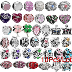 10Pcs Crystal Star MOM Flower Charms Beads for Bracelets Necklace Making