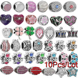 10Pcs Crystal Star MOM Flower Charms Beads for Bracelets Necklace Making