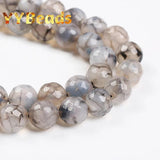 Natural Faceted Dragon Veins Agates Beads for DIY Jewelry Making 6-14mm