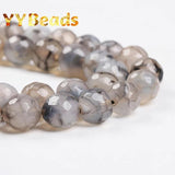 Natural Faceted Dragon Veins Agates Beads for DIY Jewelry Making 6-14mm