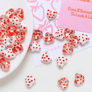 6pcs Ins Polka Dot Love Crystal Glass Beads DIY Jewelry
