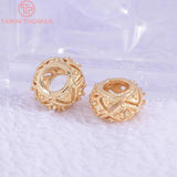 6PCS 11x6MM 24K Plated Brass Large hole Spacer Beads