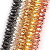 8*3mm Hematite Stone Rose KC Plated Wheel Spacer Beads