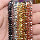 8*3mm Hematite Stone Rose KC Plated Wheel Spacer Beads