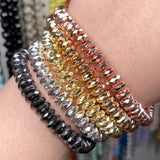 8*3mm Hematite Stone Rose KC Plated Wheel Spacer Beads