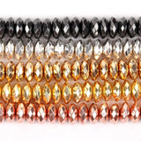 8*3mm Hematite Stone Rose KC Plated Wheel Spacer Beads