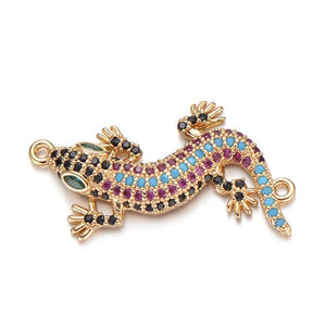 Chameleon Lizard Charm Micro Pave Zircon Beads for Jewelry Making