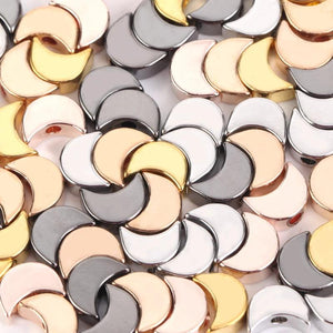 30pcs Colorful Copper Moon Shape Spacer Beads for DIY Jewelry Making 5x7mm
