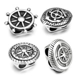 4Pcs Stainless Steel Anchor Rudder 6mm Slide Charm for Leather Bracelet DIY
