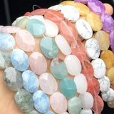 Natural Oval Faceted Agates Jades Amazonite Howlite Crystal Stone Beads