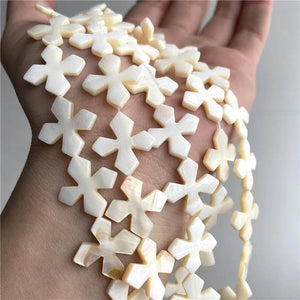 20mm Cross Shape Natural Pearl Mother Bead Shell Beads Necklace Bracelet